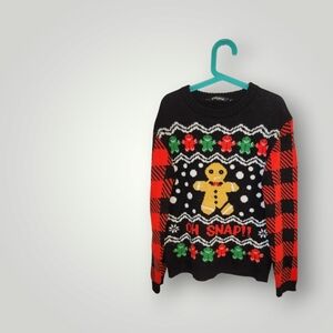 #followme Ugly Christmas Sweaters for Boys Black and Red Christmas Sweater